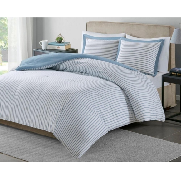 Madison Park Hayden Blue Stripe Full/ QUEEN 3pc Comforter Set